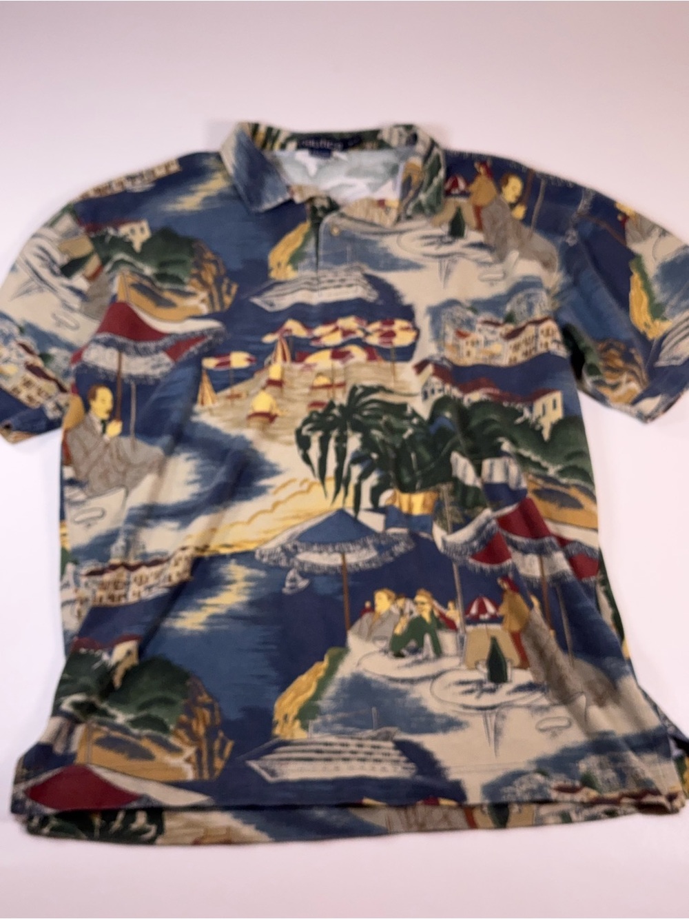 Vintage 90’s Nautica Polo Shirt Men’s Medium Statement Resort Wear Fun Artsy